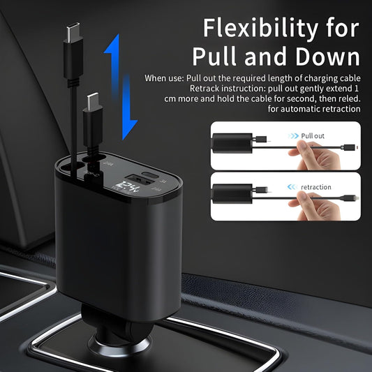 SoulPiks 4‑in‑1 Retractable Car Charger 📱🚗