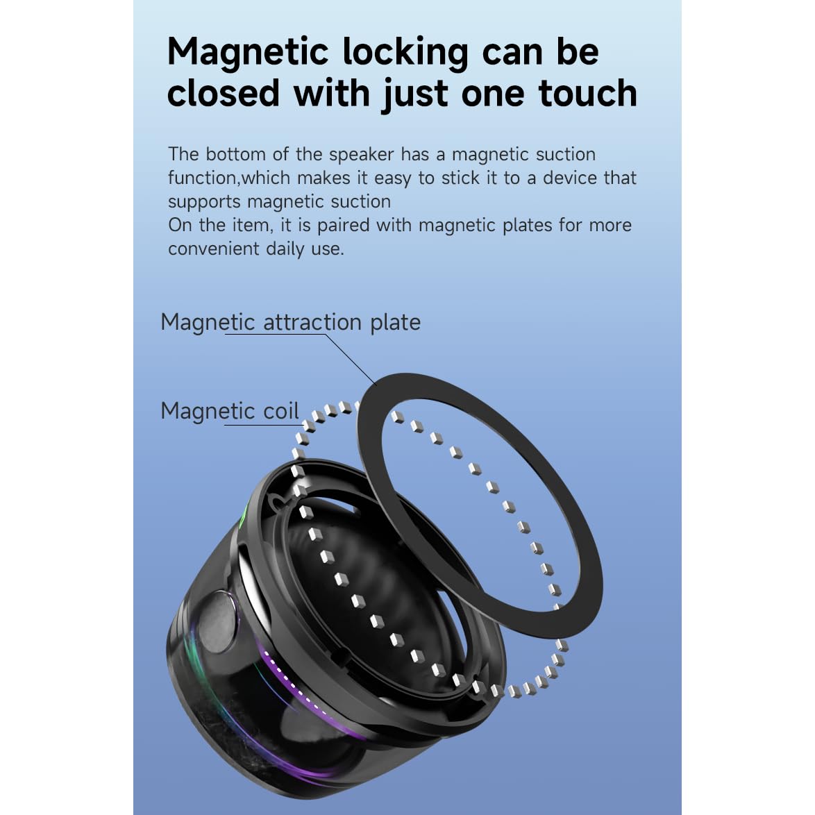 Portable Mini Magnetic Bluetooth Speaker (G200) with RGB Light