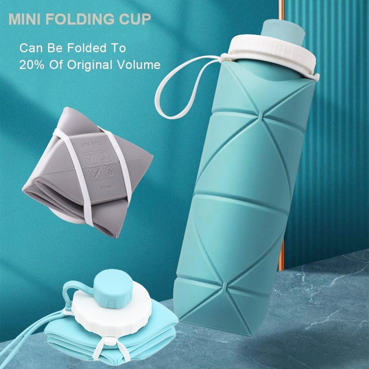 SoulPiks Folding Silicone Water Bottle (600 ml)