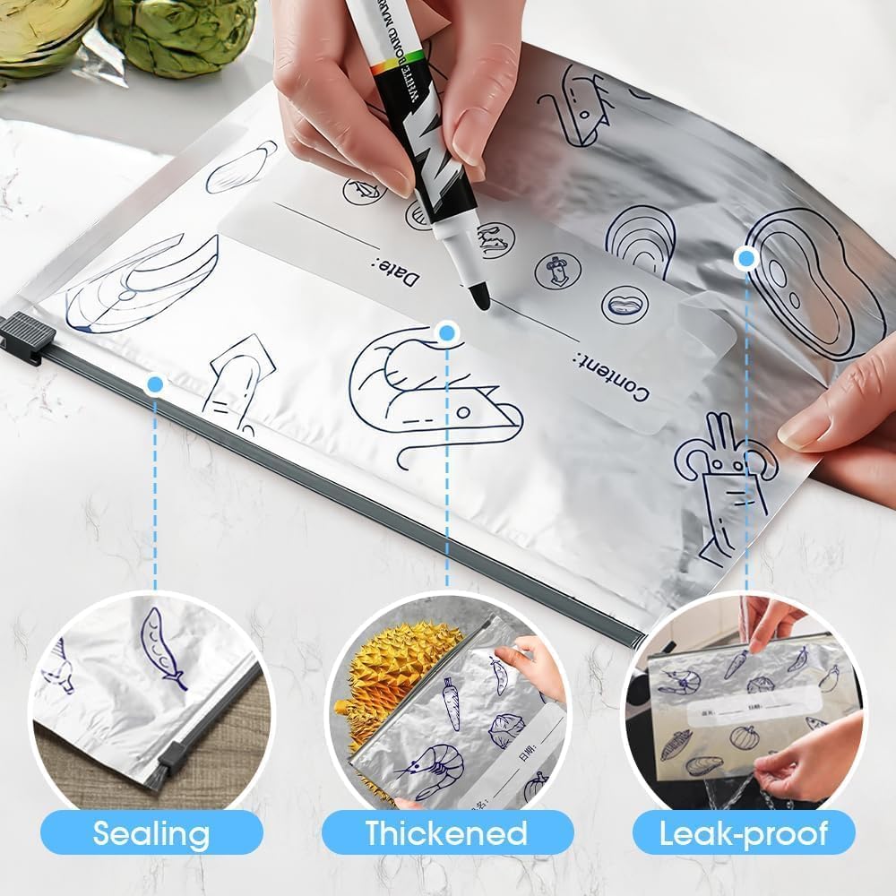 Reusable Leakproof Aluminum Food Storage Bags