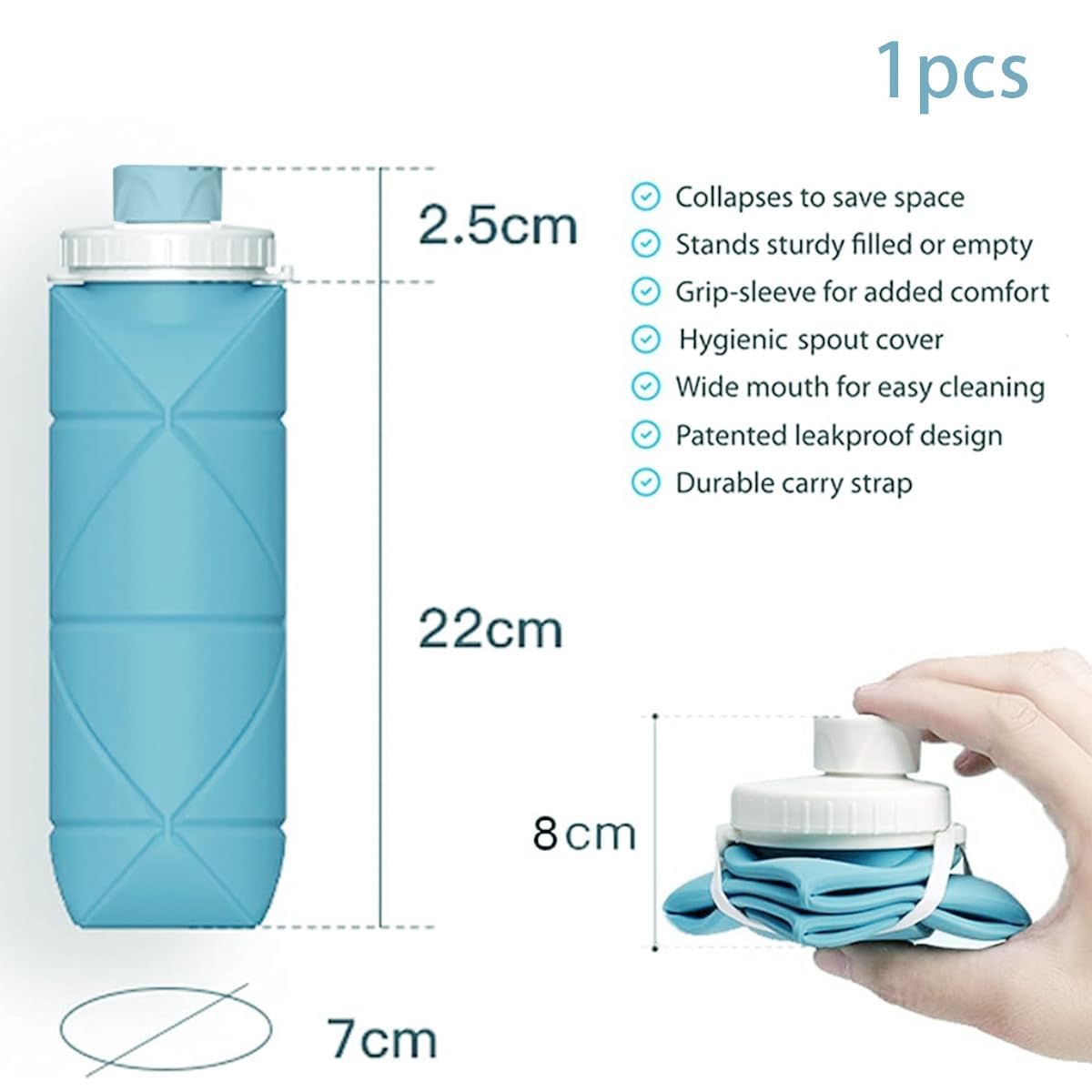 SoulPiks Folding Silicone Water Bottle (600 ml)