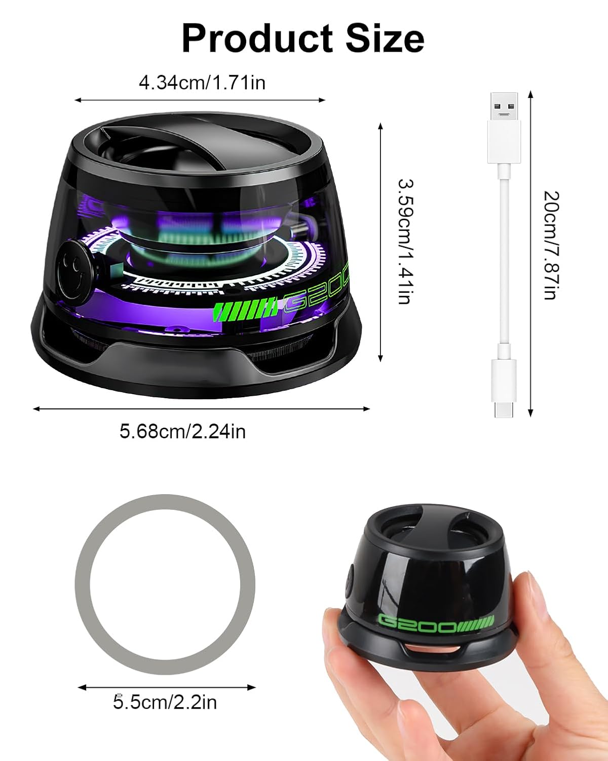 Portable Mini Magnetic Bluetooth Speaker (G200) with RGB Light