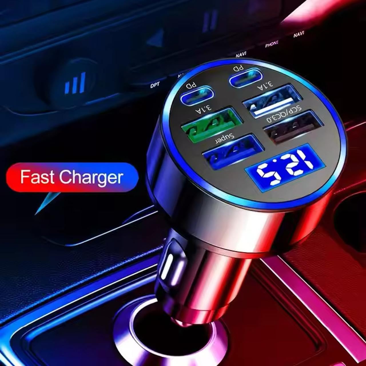 SoulPiks Super Fast 6-in-1 Car Charger