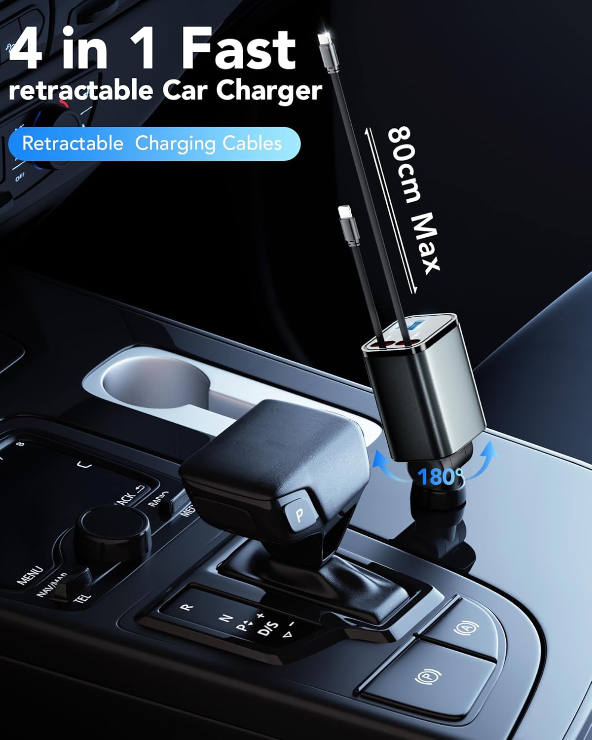 SoulPiks 4‑in‑1 Retractable Car Charger 📱🚗