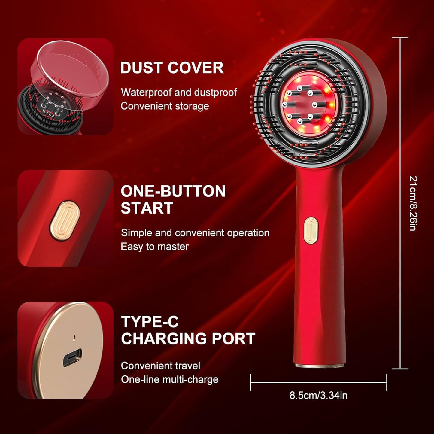 SoulPiks Premium Red Light Therapy Scalp Massager with Oil Applicator