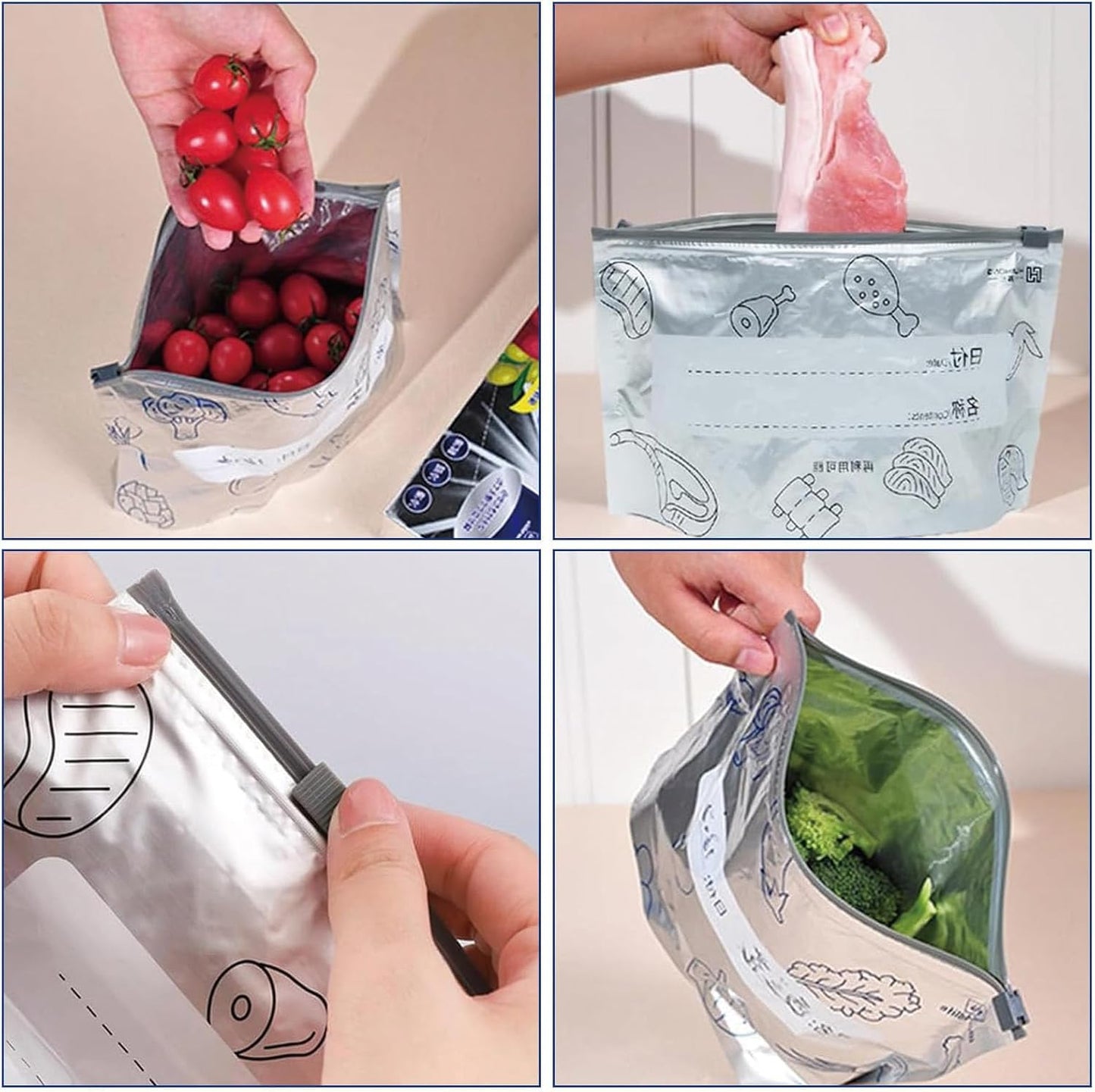 Reusable Leakproof Aluminum Food Storage Bags