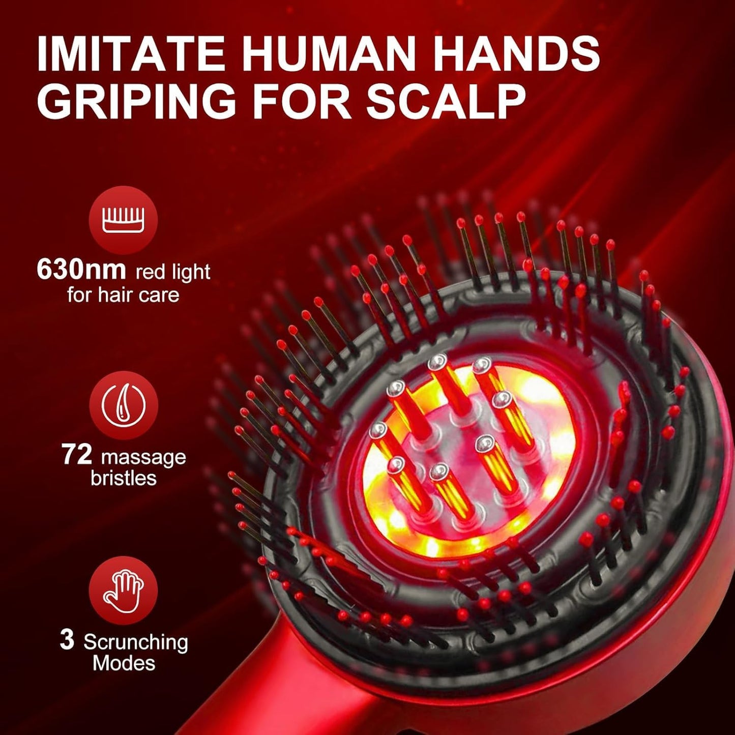 SoulPiks Premium Red Light Therapy Scalp Massager with Oil Applicator