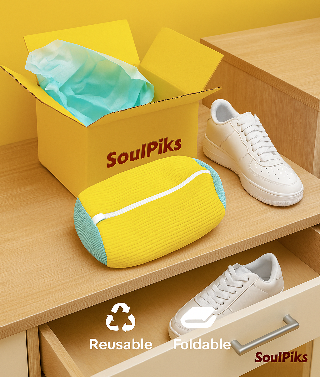 SoulPiks Sneaker Wash Bags – Reusable Mesh Shoe Protectors for Machine Cleaning