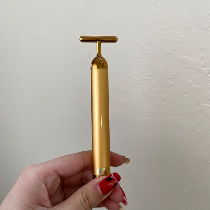T-Shaped Portable Anti-Aging 24K Gold Facial Massager