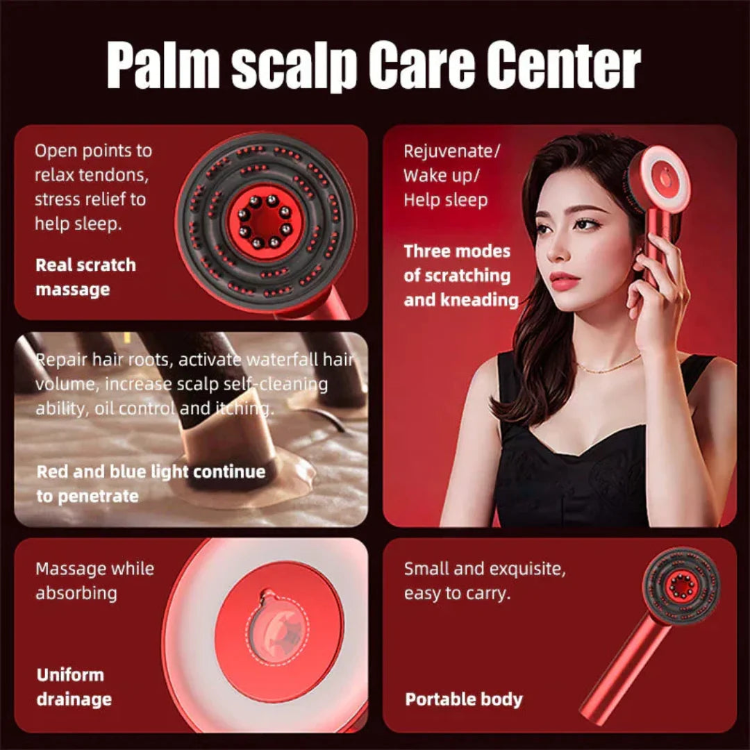 SoulPiks Premium Red Light Therapy Scalp Massager with Oil Applicator