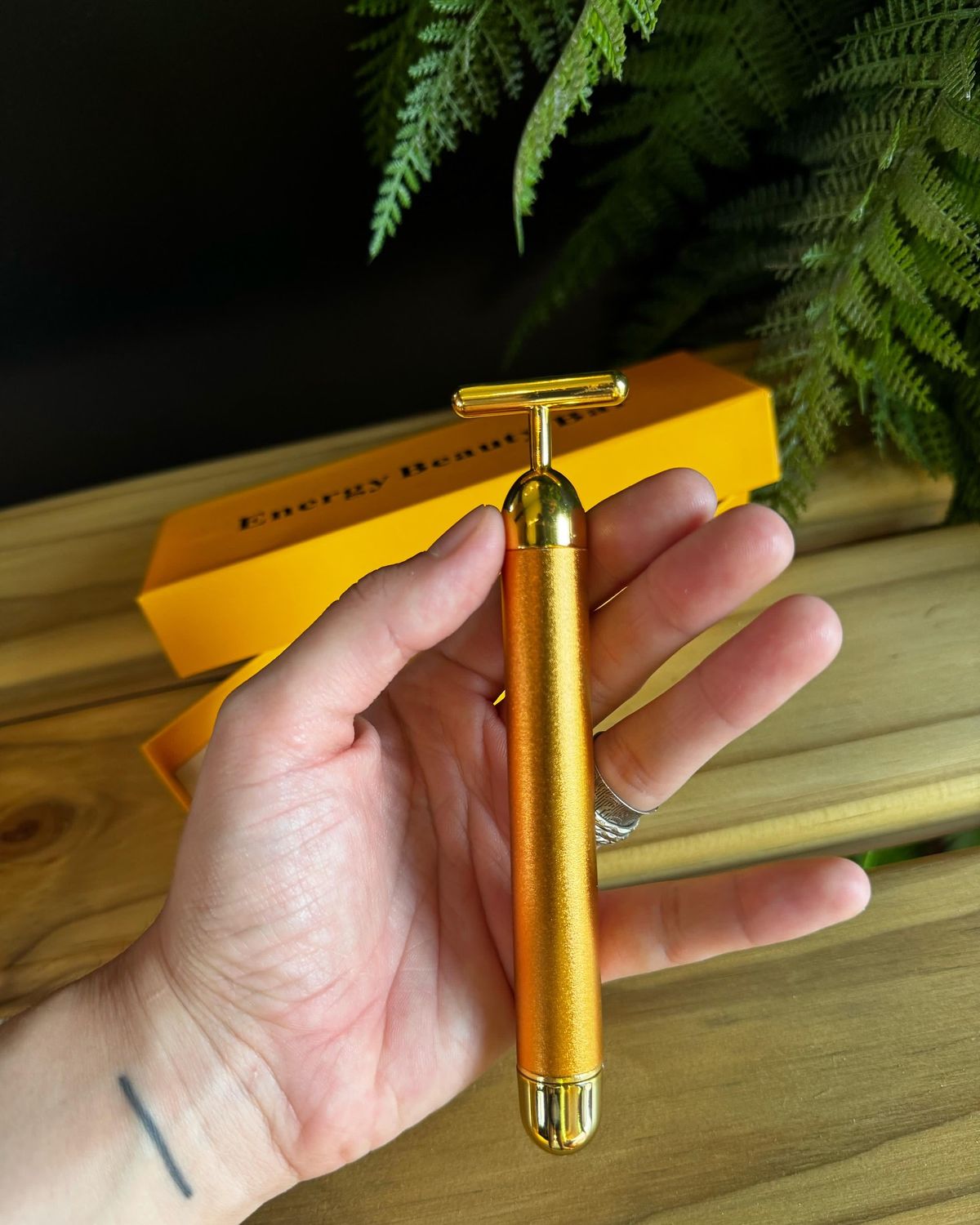 T-Shaped Portable Anti-Aging 24K Gold Facial Massager